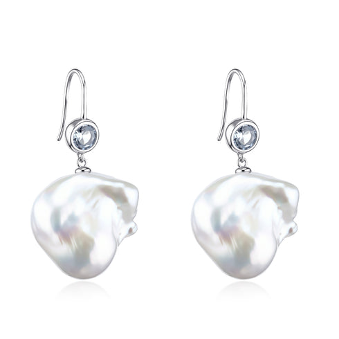 Kyanite Chic Baroque Pearl Hook Earrings
